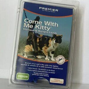vintage  Come With Me Kitty Cat Harness & Bungee Leash Medium Blue Outdoor Walk